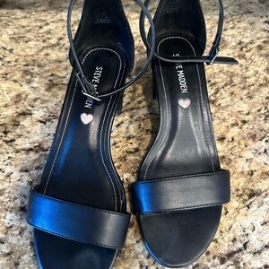 Steve Madden Black Ankle-Strap Block Heel Sandals